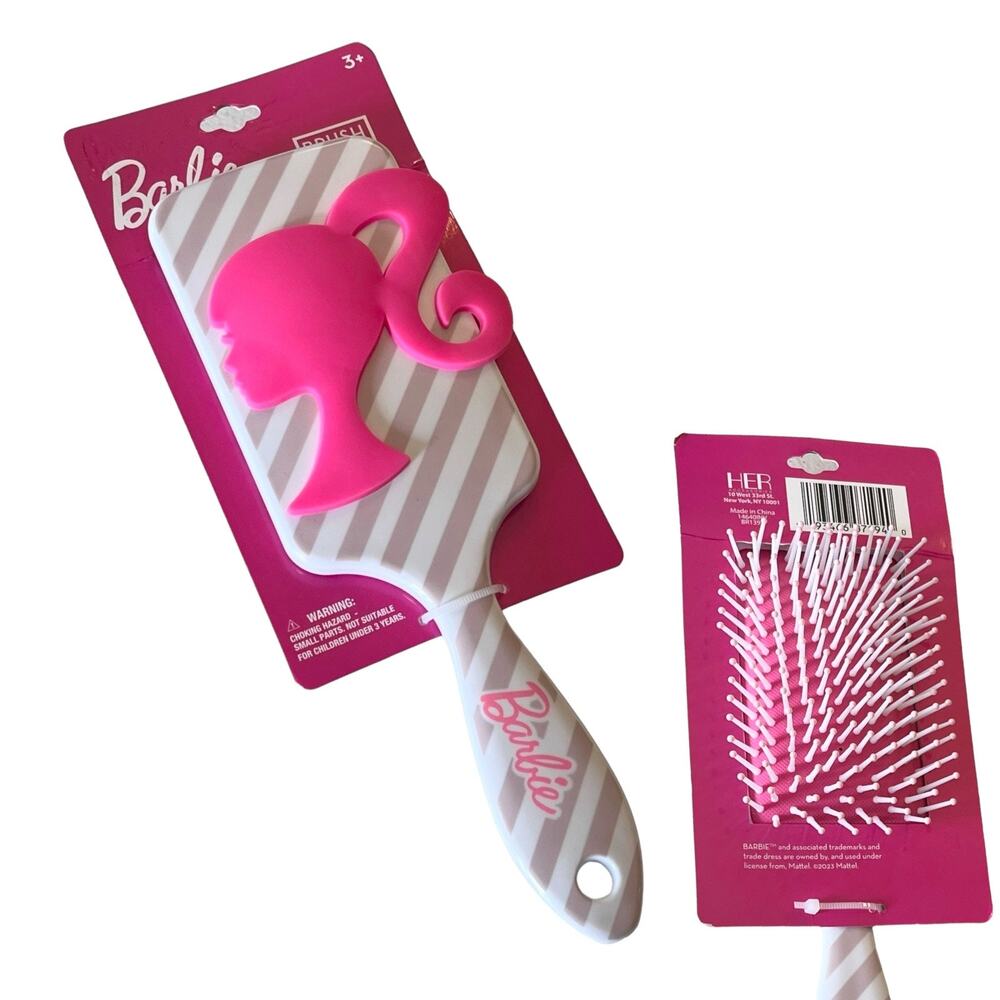 NEW Pink BARBIE BRUSH Hair Comb Styling Paddle Brush Retro Barbie Head NIP!